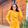 Conjunto Karina Manga Longa Cal�a E Blusa Com Babado