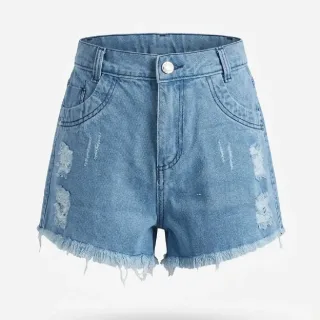 Short Jeans Feminino Destroyed Desfiados Sem Lycra no Atacado