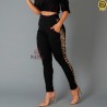 Cal�a Suede Com Bolso E Detalhe Na Lateral