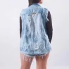 Maxi Colete Jeans Feminino