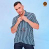 Camisa Social Listrada Manga Curta