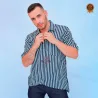 Camisa Social Listrada Manga Curta