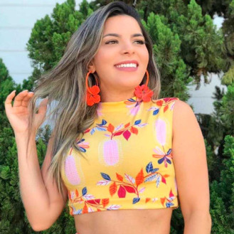 Cropped Feminina Estampada Leila