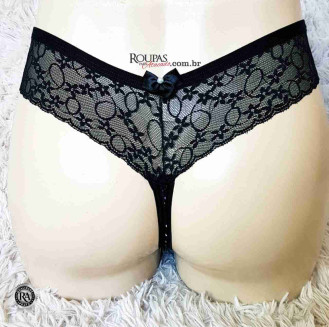 Calcinha Fio Dental com Detalhes de Renda