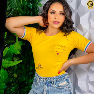 Blusa B�sica Feminina Algod�o Com Punho