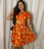 Vestido Midi Gode Estampado Barrado
