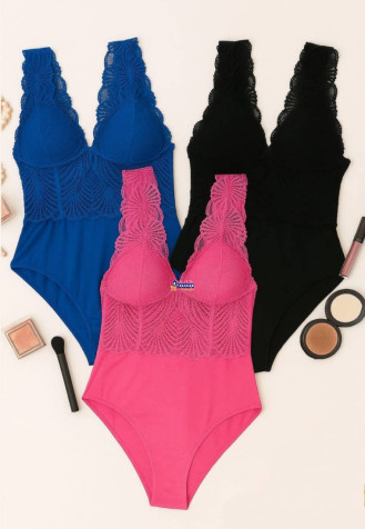 Body Feminino Renda Com Bojo