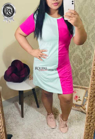 Vestido Bicolor Curto Feminino