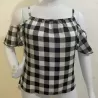 Blusa Viscose Ombro a Ombro Xadrez