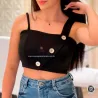 Top Cropped Crepe Liso
