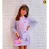 Vestido Liz Manga Longa Com Detalhe Na Gola E Punho