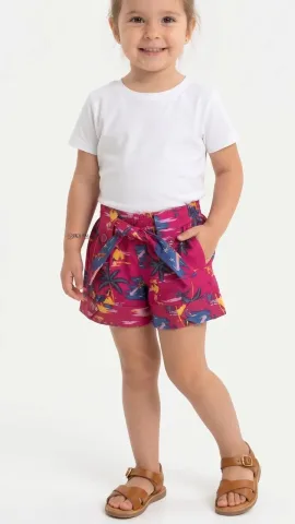 Short Tactel Infantil Estampado La�o