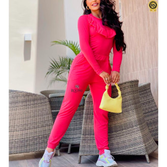 Conjunto Karina Manga Longa Cal�a E Blusa Com Babado 