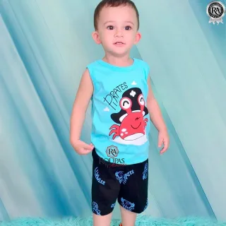 Conjunto Menino Regata Algod�o E Bermuda Moletim