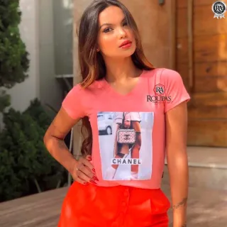 Tshirt Feminina Com Aplica��o