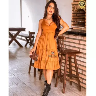 Vestido Feminino Alcinha Com Babado