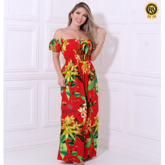 Vestido Longo Viscose Com Manga Larissa 