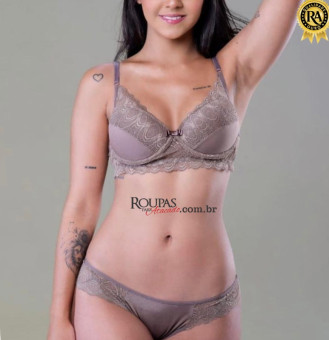 Conjunto  Lingerie Aline Com Detalhes Em Renda